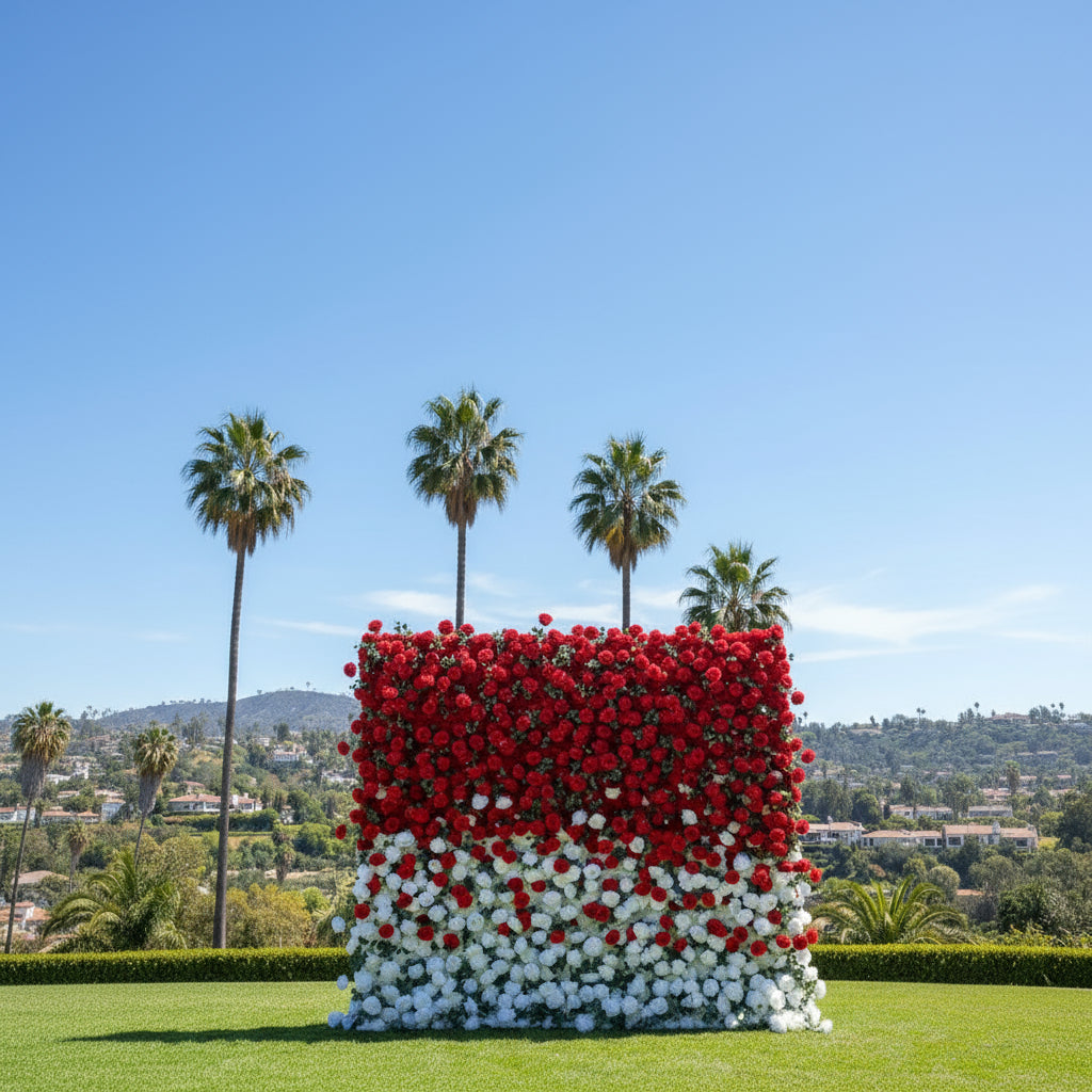 Red & White Premium Ombre Flower Wall - 113