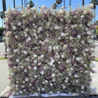 Baby's Breath White & Lavender Rose Flower Wall - 065