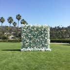 Babys Breath White and Blue Rose Flower Wall - 063