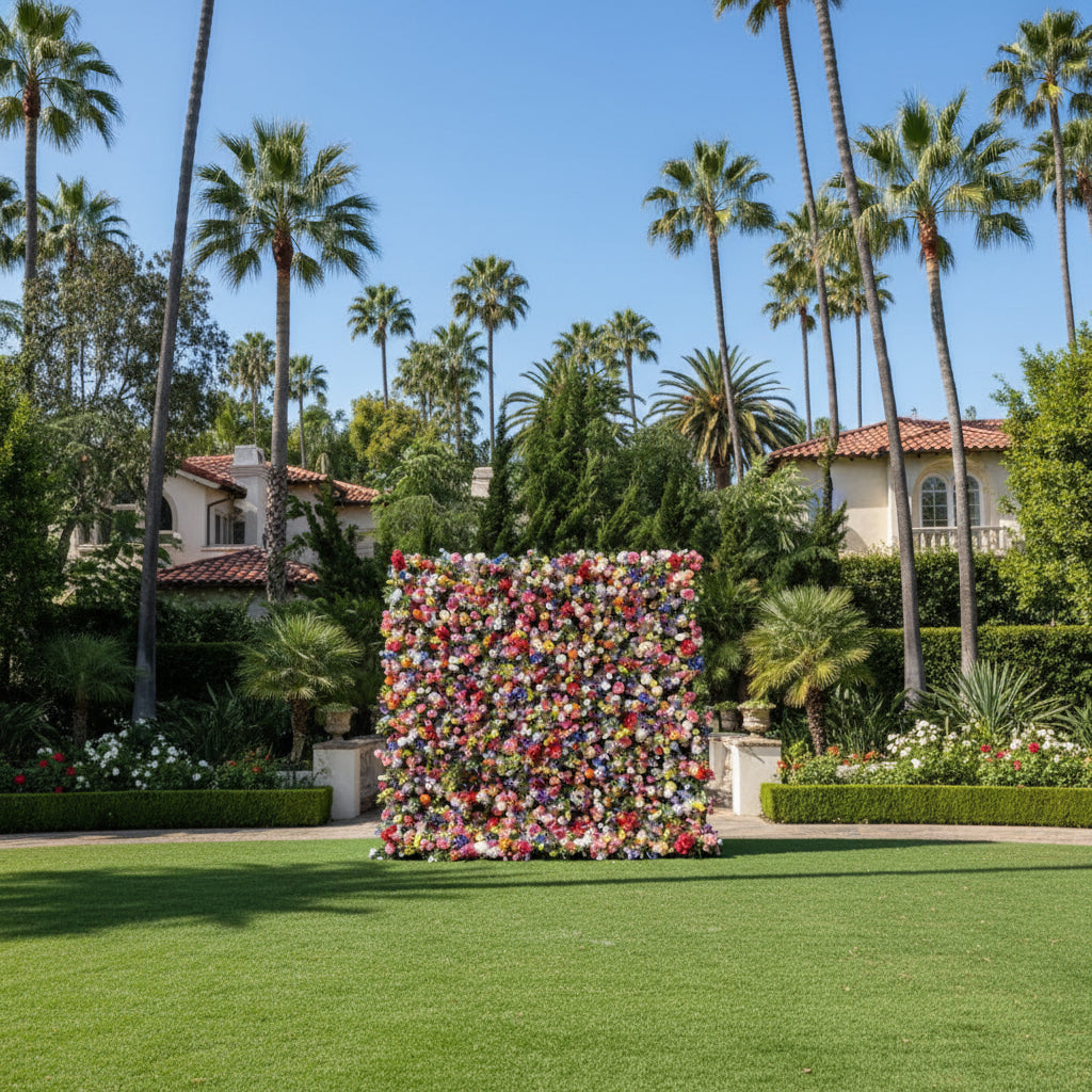 Deluxe MultiColor Pink, Purple, Yellow Premium Flower Wall - 033