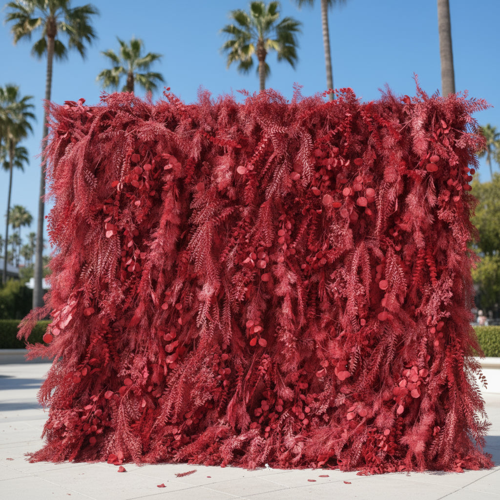 Into The Meadow Deep Red Flower Wall - 041