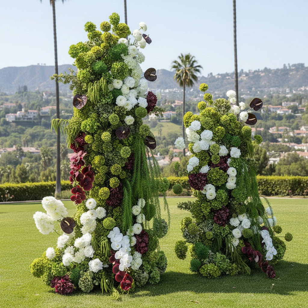 Green, Burgundy and White 2 Piece Premium 2 Piece Flower Horn Arch Set - 4605