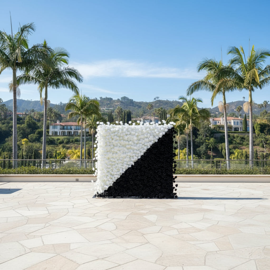 White & Black Premium Rose Floral Flower Wall - 210