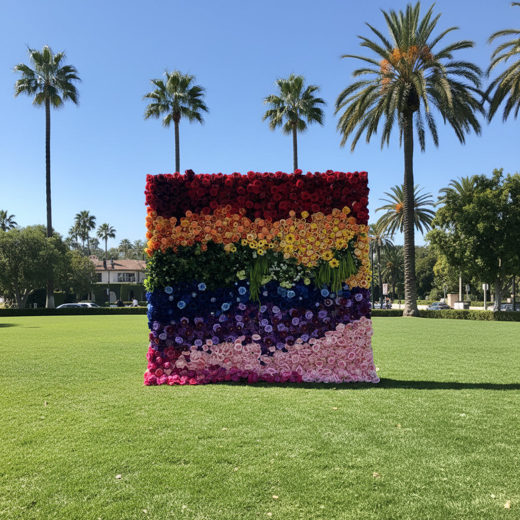 Rainbow Rose Premium Flower Wall - 100