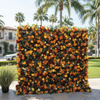 Orange & Yellow Premium Greenery Flower Wall - 160
