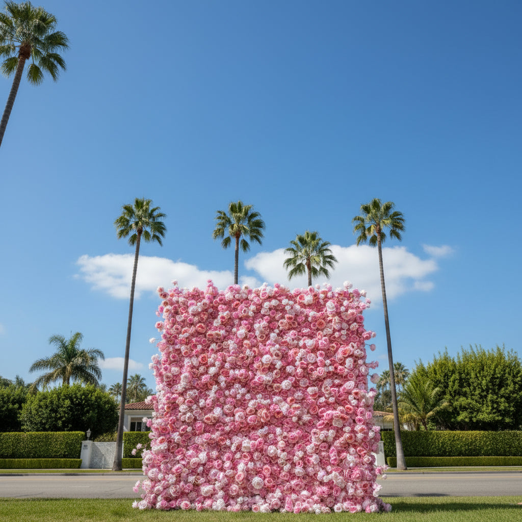 Deluxe Baby Pink Wild Rose Flower Wall - 022