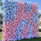 Pink & Blue Premium Rose Flower Wall - 107