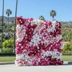 Deep Red, Pink and White Swirl Premium Flower Wall - 148