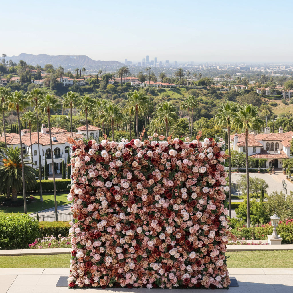 Brown, Pink and Blush Greeenry Premium Flower Wall - 211