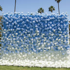Baby Blue & White Premium Ombre Flower Wall - 114