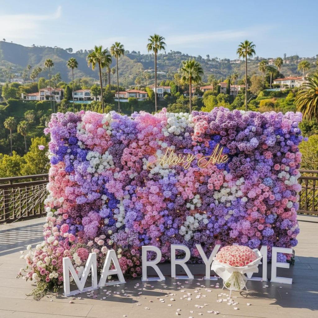 Premium Pink, White and Purple Swirl Premium Flower Wall - 350