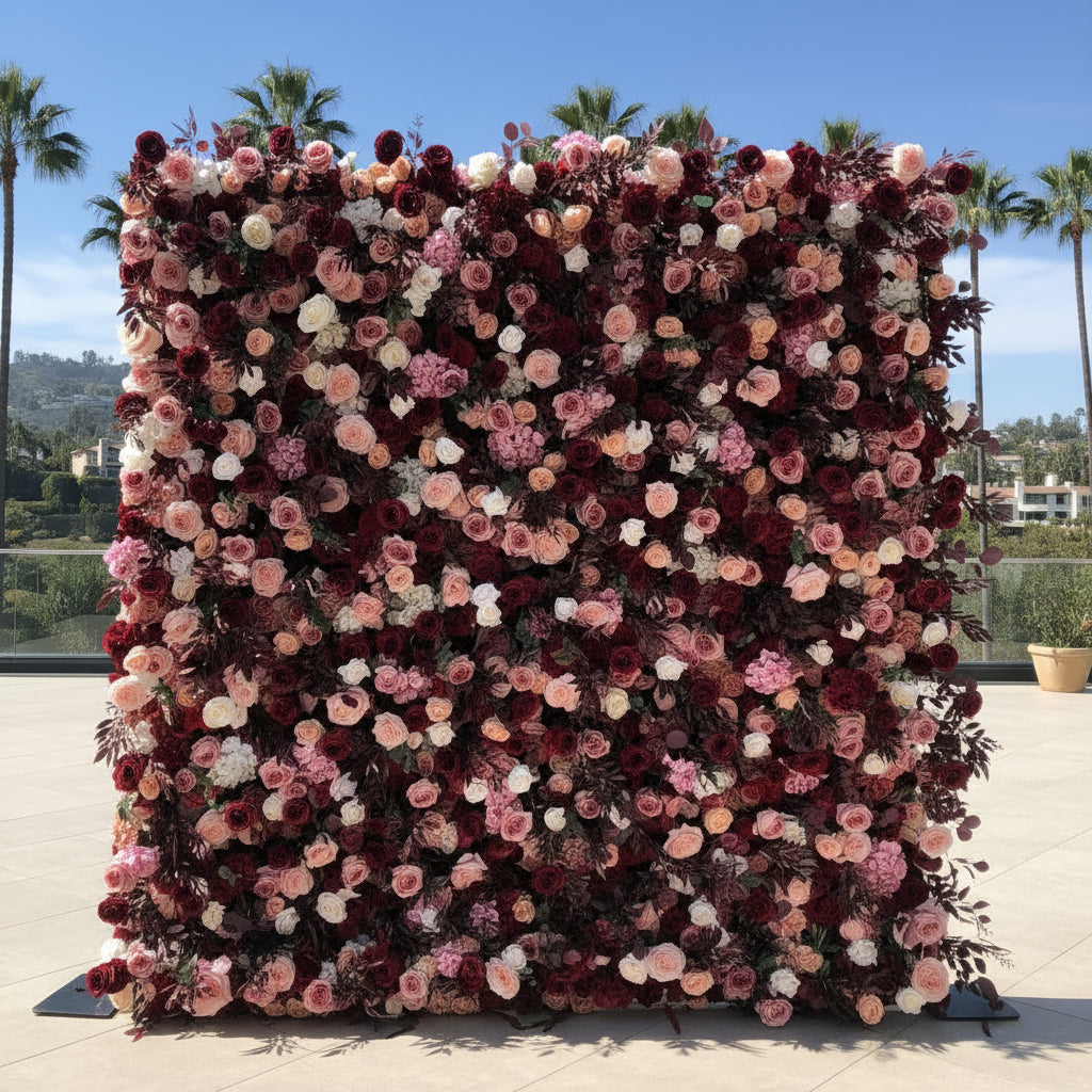 Red, Pink & White Rose Premium Flower Wall - 131