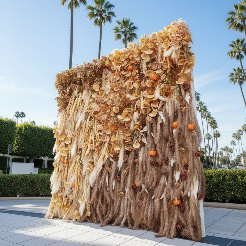 Dripping Pumpkins Tan and Brown Premium Flower Wall - 146