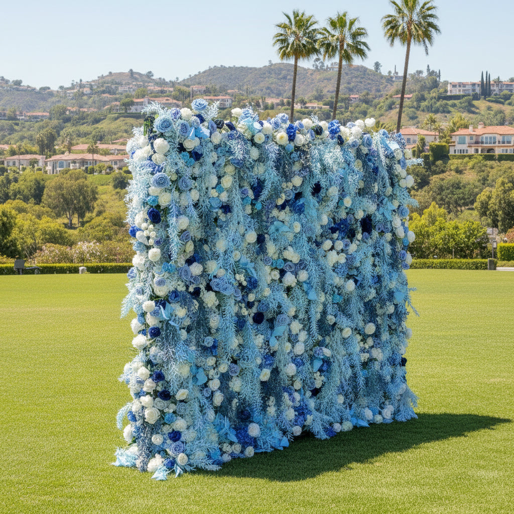 Into The Meadow Dripping Blue & White Flower Wall - 284