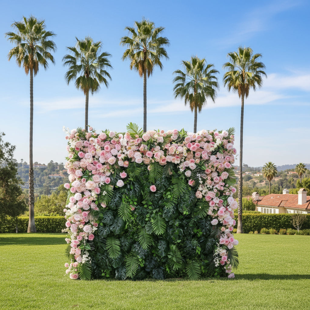 Into The Jungle Pink Rose Premium Greenery Floral Wall - 166