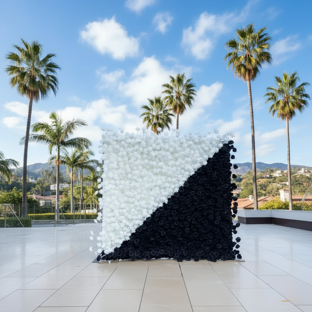 White & Black Premium Rose Floral Flower Wall - 210