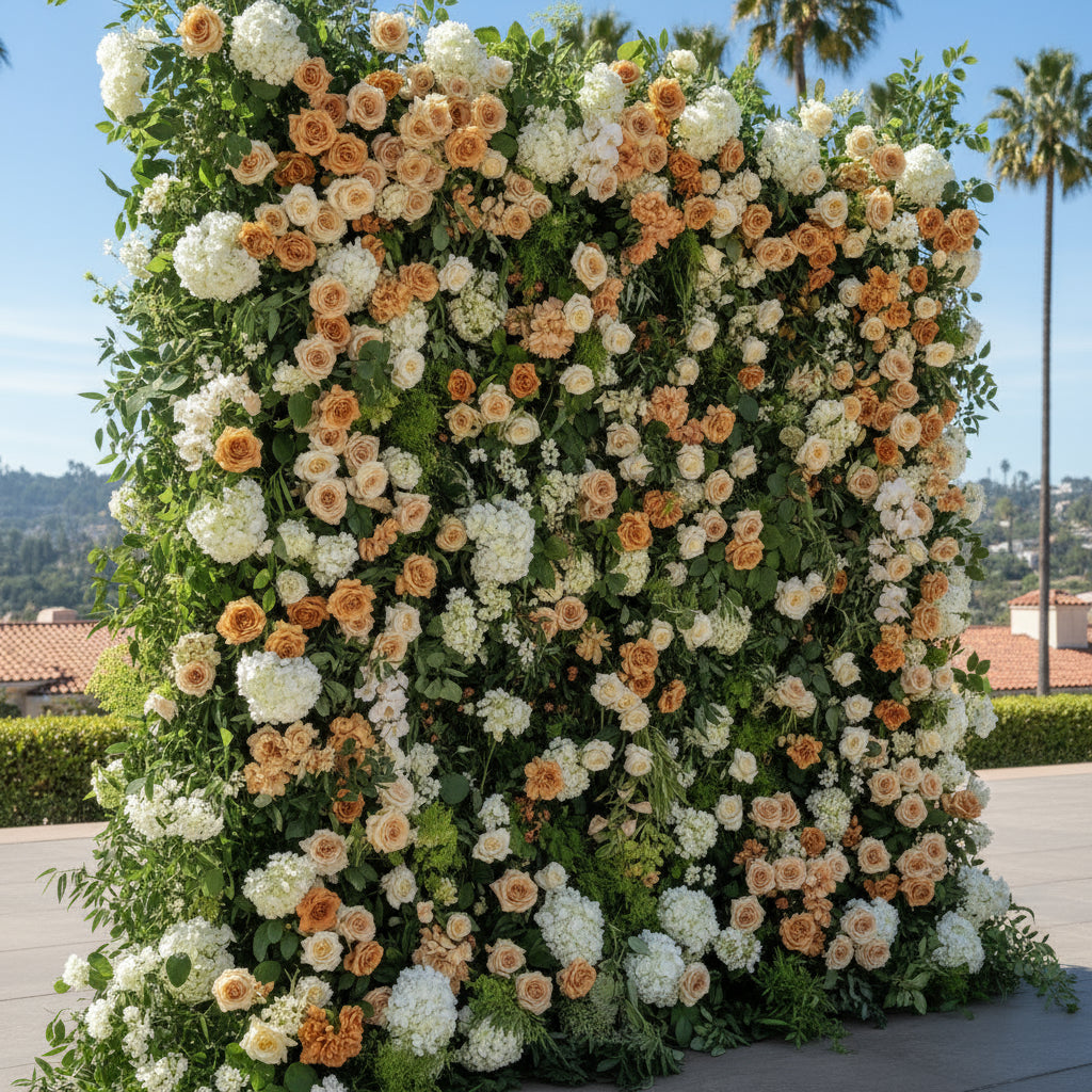 Brown, Tan and Cream Greenery Premium Flower Wall Backdrop - 277