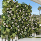 Multi Color Greenery and Pink Blush Rose Premium Flower Wall - 537