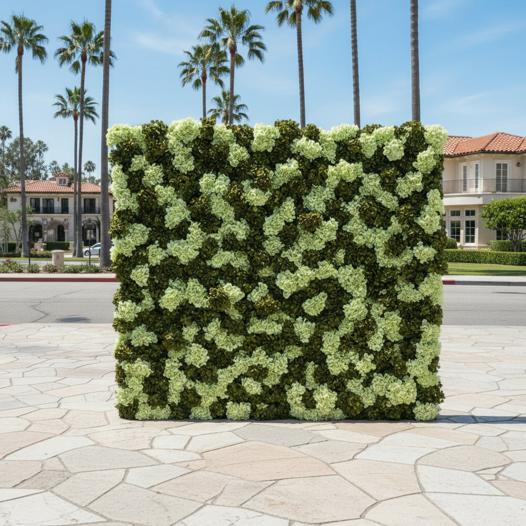 Dark and Light Green Hydregea Premium Flower Wall Backdrop - 333