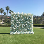 Babys Breath White and Blue Rose Flower Wall - 063