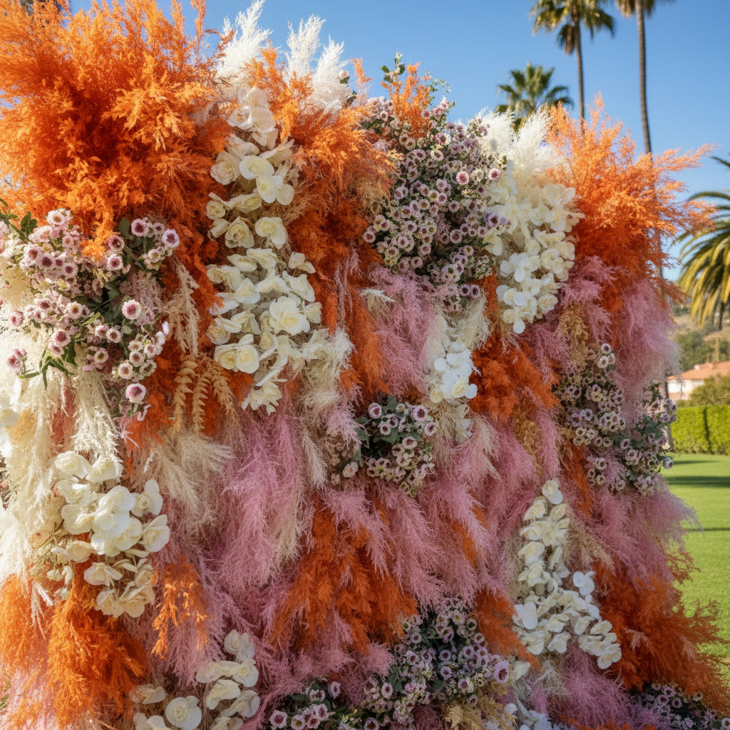 Into the Meadow Premium Orange & Pink Flower Wall - 115