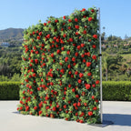 Red Rose Greenery Premium Flower Wall - 009