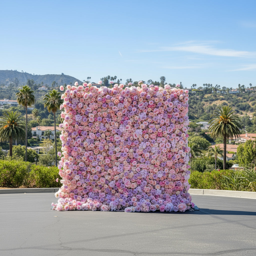Premium Purple and Pink Wild Rose Flower Wall - 010
