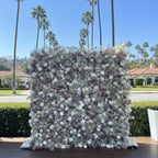 Baby's Breath White & Lavender Rose Flower Wall - 065