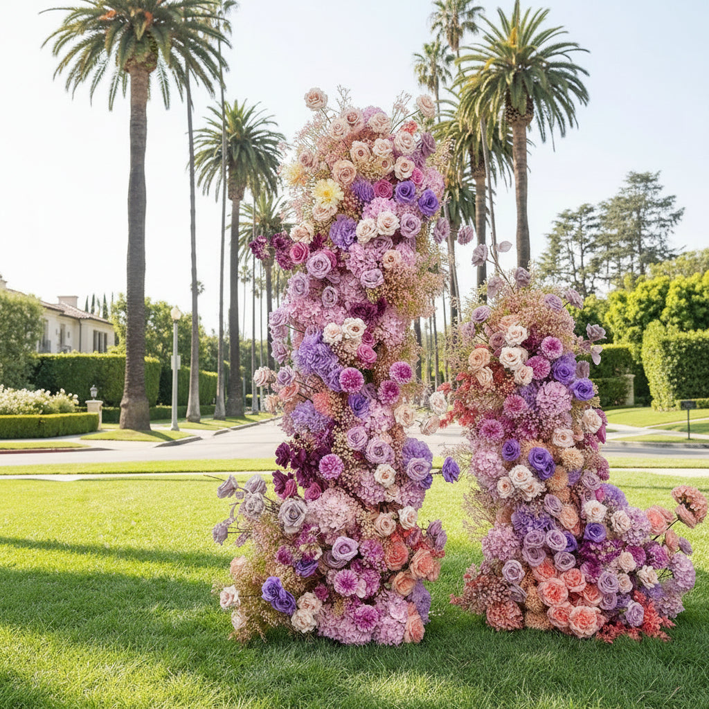 Purple Pink Babys Breath Premium 2 Piece Arch Set - 4593