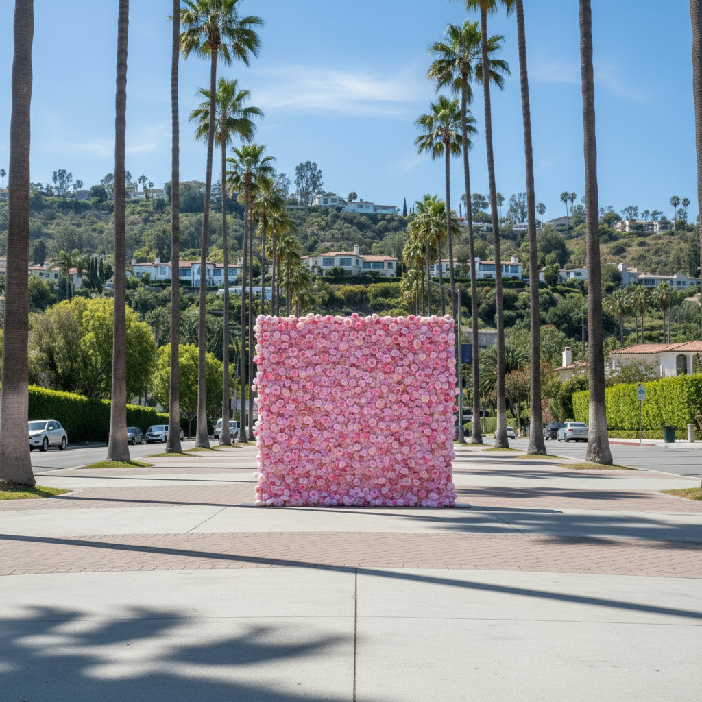 Pink & Peach Wild Rose Premium Flower Wall - 225