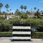 Black and White Stripe Wild Rose Premium Flower Wall - 215