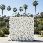 Classic White and Purple Rose Flower Wall - 003