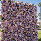 Purple & Pink Wild Rose Premium Greenery Flower Wall - 208