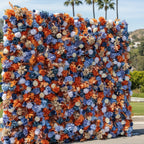 Orange, White & Blue Rose Premium Flower Wall - 155