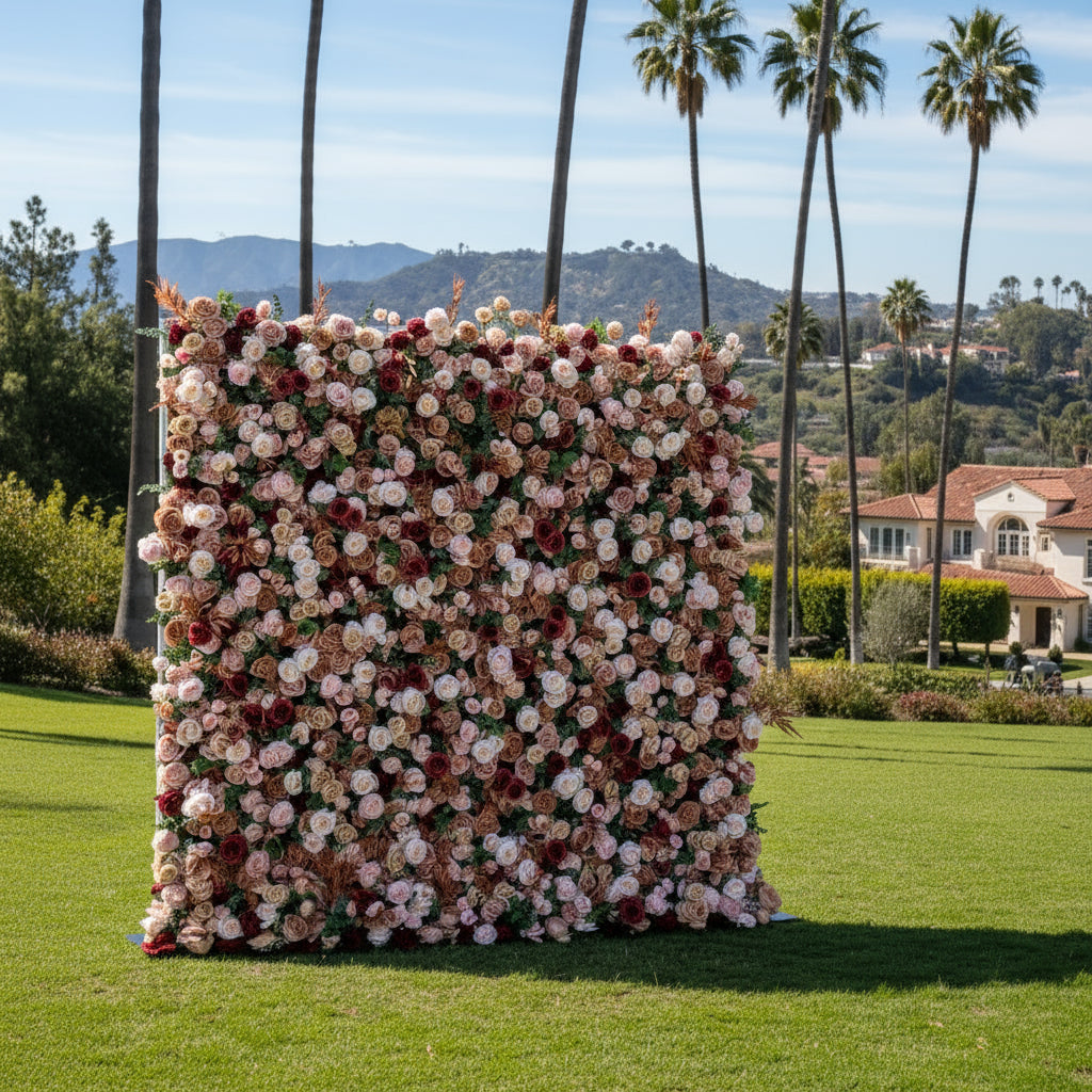 Brown, Pink and Blush Greeenry Premium Flower Wall - 211