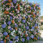 Purple Lavender Orange Greenery Premium Flower Wall Backdrop - 535