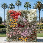 Babys Breath White, Orange, Yellow and Pink Premium Flower Wall - 011