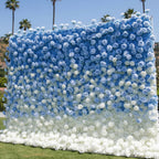 Baby Blue & White Premium Ombre Flower Wall - 114