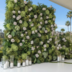 Multi Color Greenery and Pink Blush Rose Premium Flower Wall - 537
