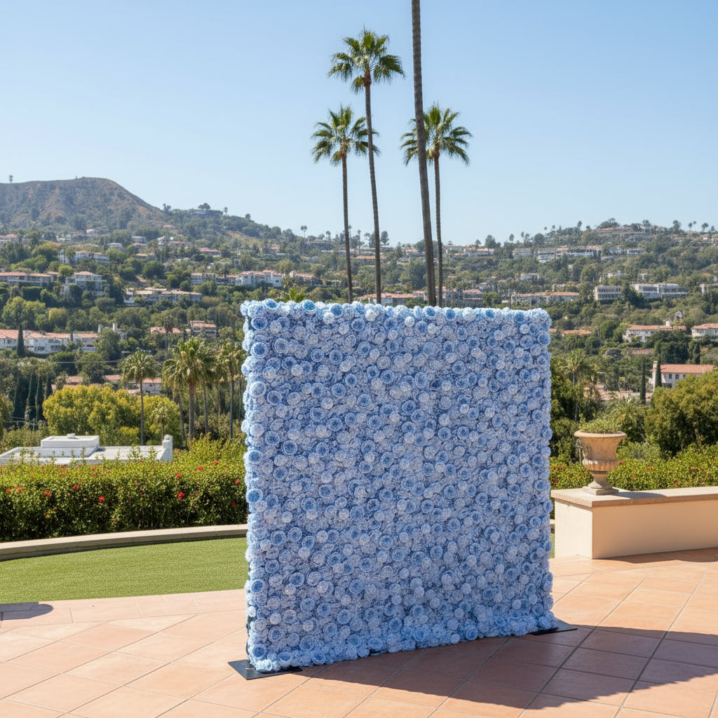 Classic Light Blue Pink Rose Flower Wall - 241