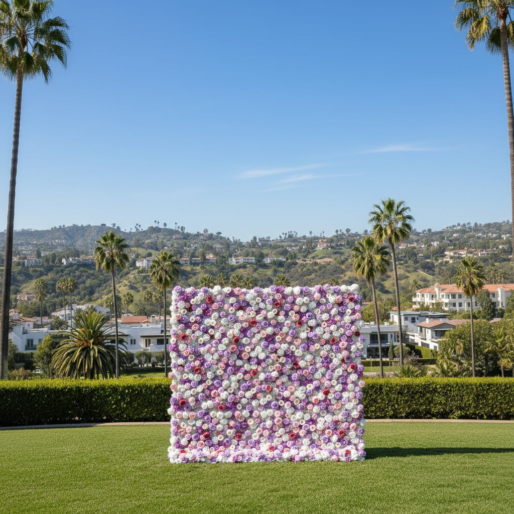 Pink, Purple and White Premium Rose Flower Wall - 258