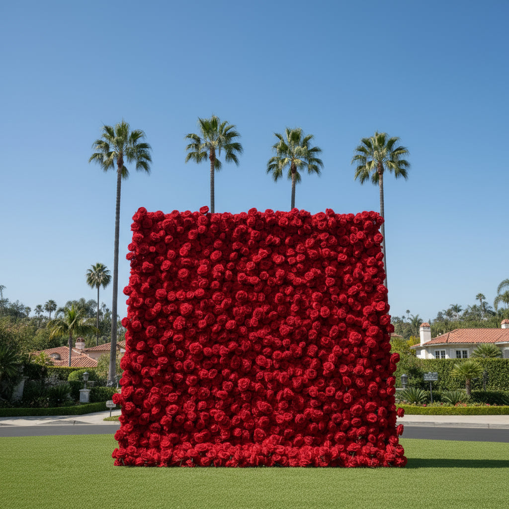Deluxe Pure Red Wild Rose Flower Wall - 021