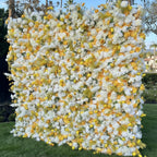 Yellow & White Wild Rose Premium Flower Wall - 123