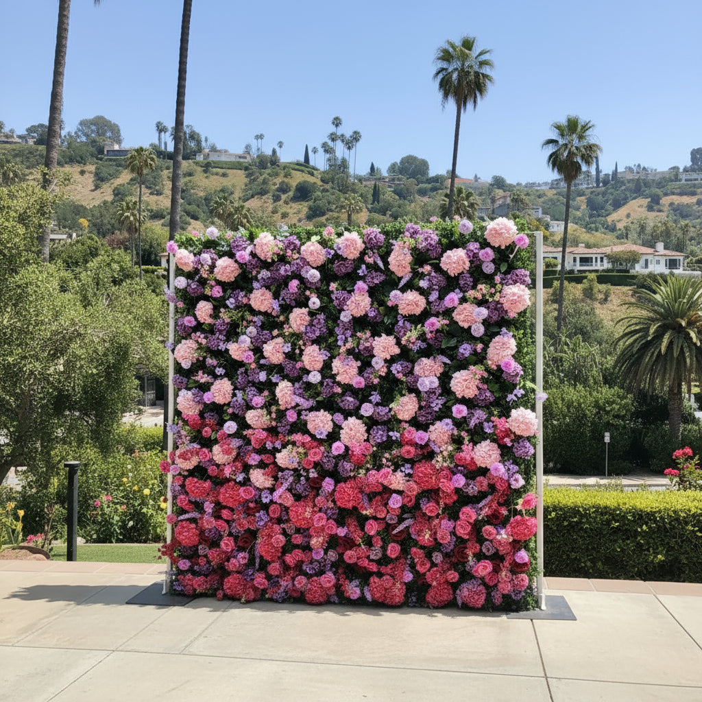 Purple & Pink Wild Hydrengea Premium Flower Wall - 223