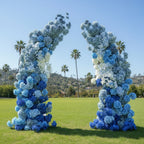 Light and Dark Blue Cream Premium 2 Piece Flower Horn Arch Set - 4598