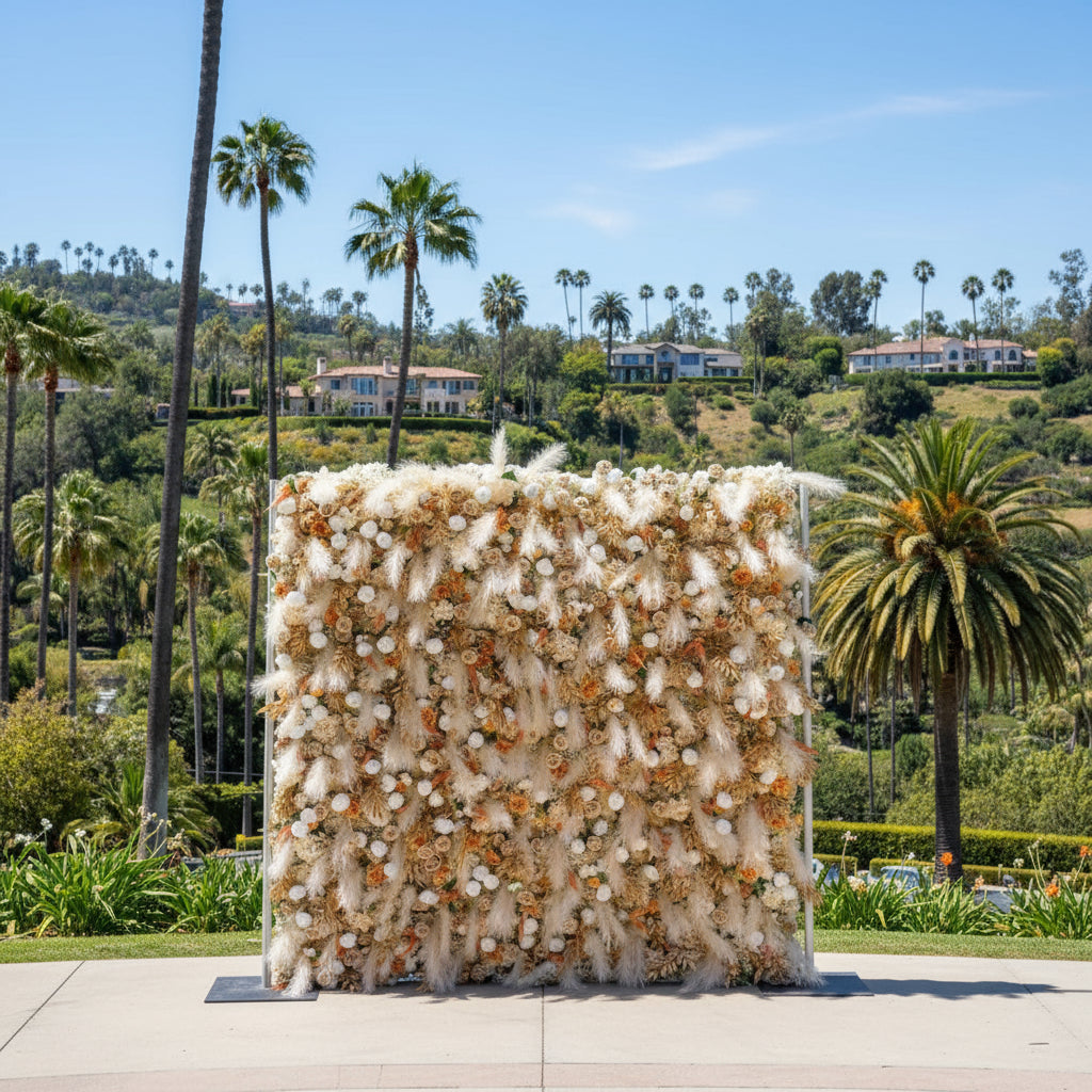 Pampas Tan and Cream Wild Rose Premium Wall - 082B