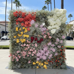 Babys Breath White, Orange, Yellow and Pink Premium Flower Wall - 011