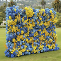 Dripping Blue and Yellow Deluxe Premium Flower Wall Backdrop - 293