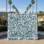 White & Baby Blue Premium Rose Flower Wall - 157