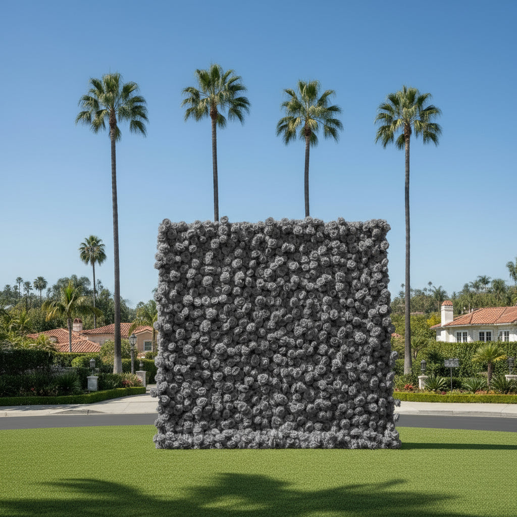 Dark Grey Wild Rose Flower Wall Backdrop - 243